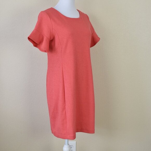 Tahari Cotton Gauze Ruffle Coral Dress NEW - 6 - Picture 4 of 9